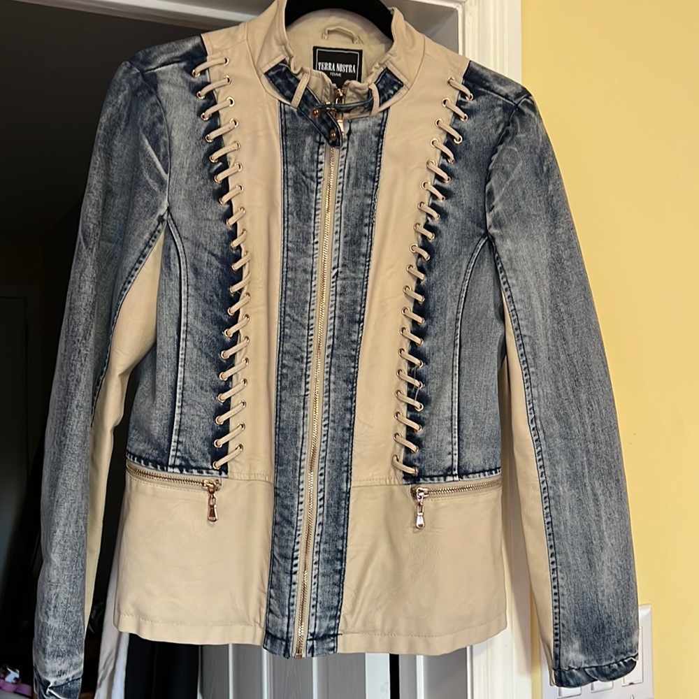 Denim pleather jacket.